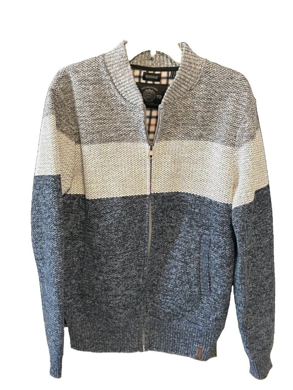 Buffalo David Bitton Men's Fleece Lined Full Zip Sweater Jacket , Size Medium